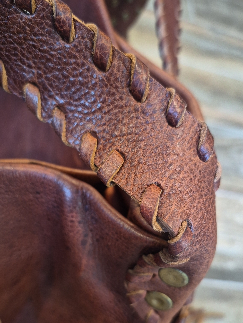 Raj Anthropologie Dark Brown Fringe Studded Whipstitch Leather Shoulder Bag - Picture 11 of 15